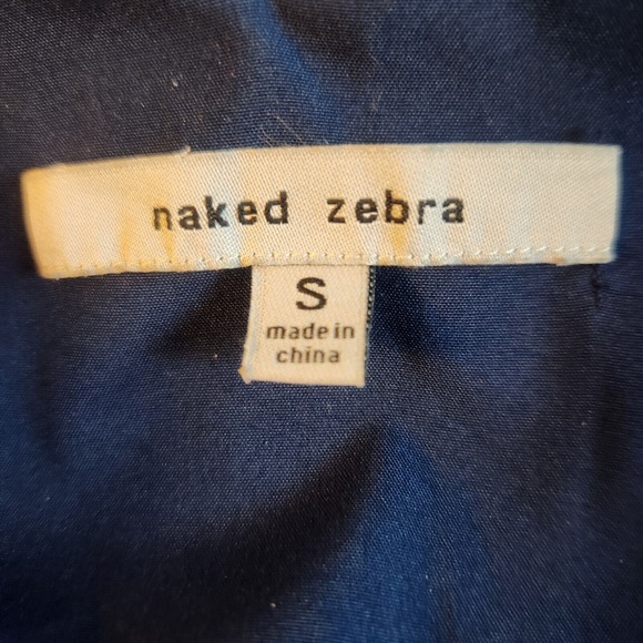 NWOT Navy Blue Naked Zebra S Slip Dress Spaghetti Strap Ties Front Button Detail - Picture 5 of 6